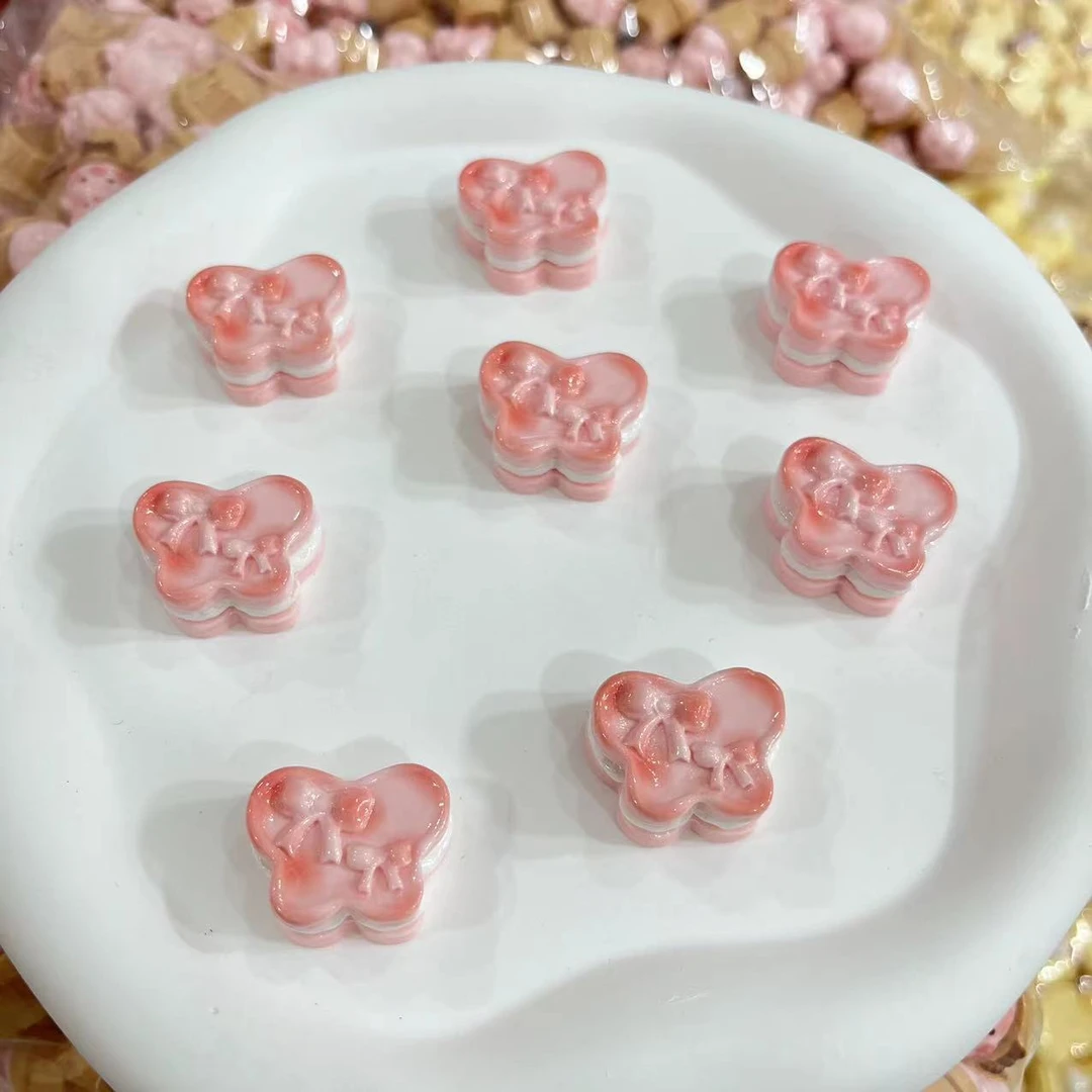 【师姐毒家定制】奶油蝴蝶蛋糕（粉色）树脂创意手工diy饰品配件