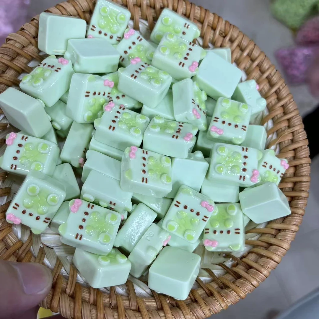 【师姐毒家定制】棉花糖猫咪（亮面绿色）树脂diy饰品配件