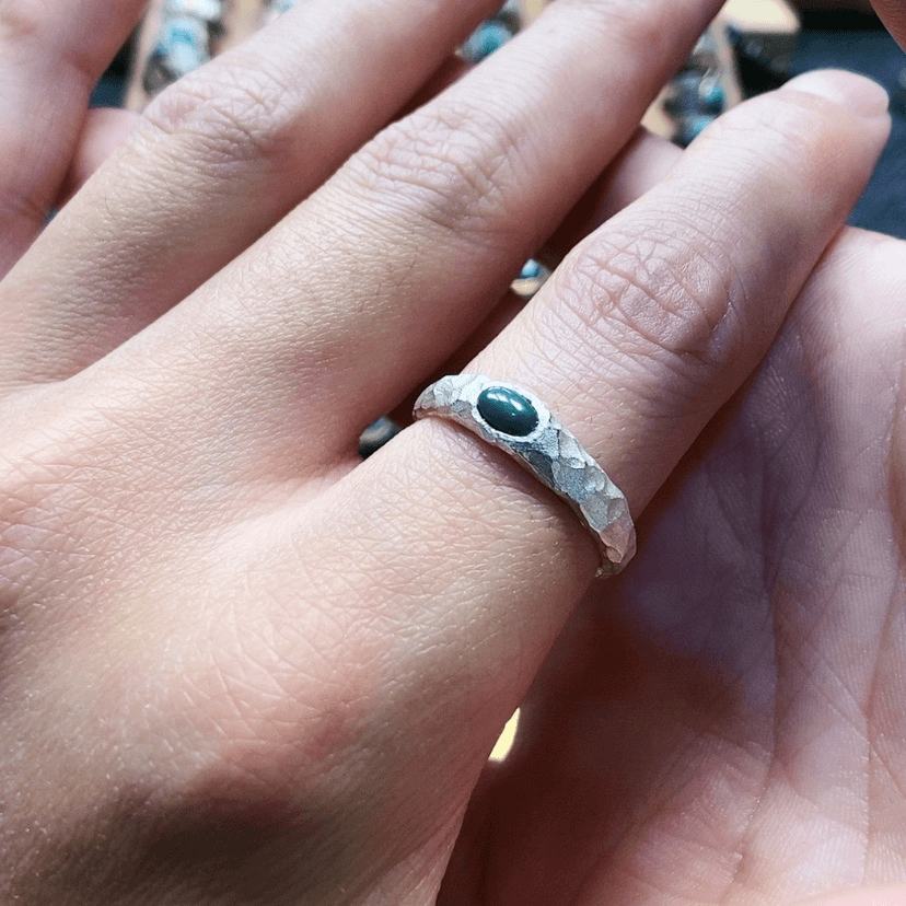 【闪购商品】定制绿松石戒指银S925镶嵌方**1