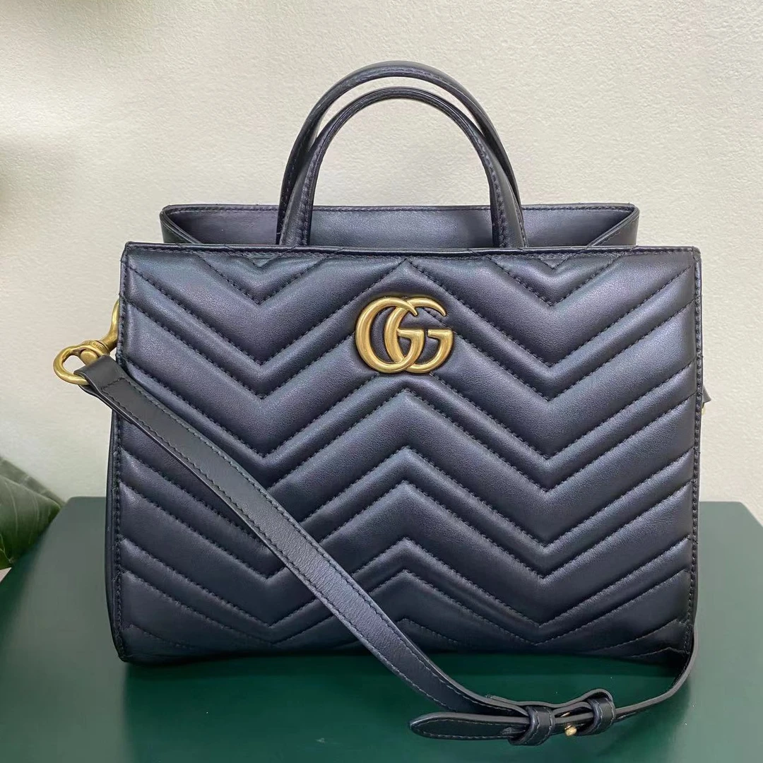 95新 GUCCI/古驰 黑金marmont马蒙托特包