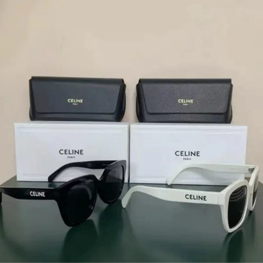 99新 Celine/思琳 黑色/白色边框太阳墨镜方框时尚眼镜