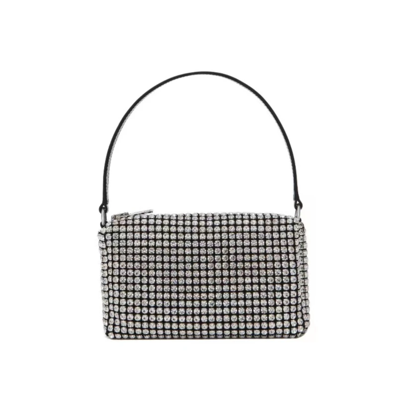 99新 奢小喵 亚历山大王白钻中号手拿包钻包