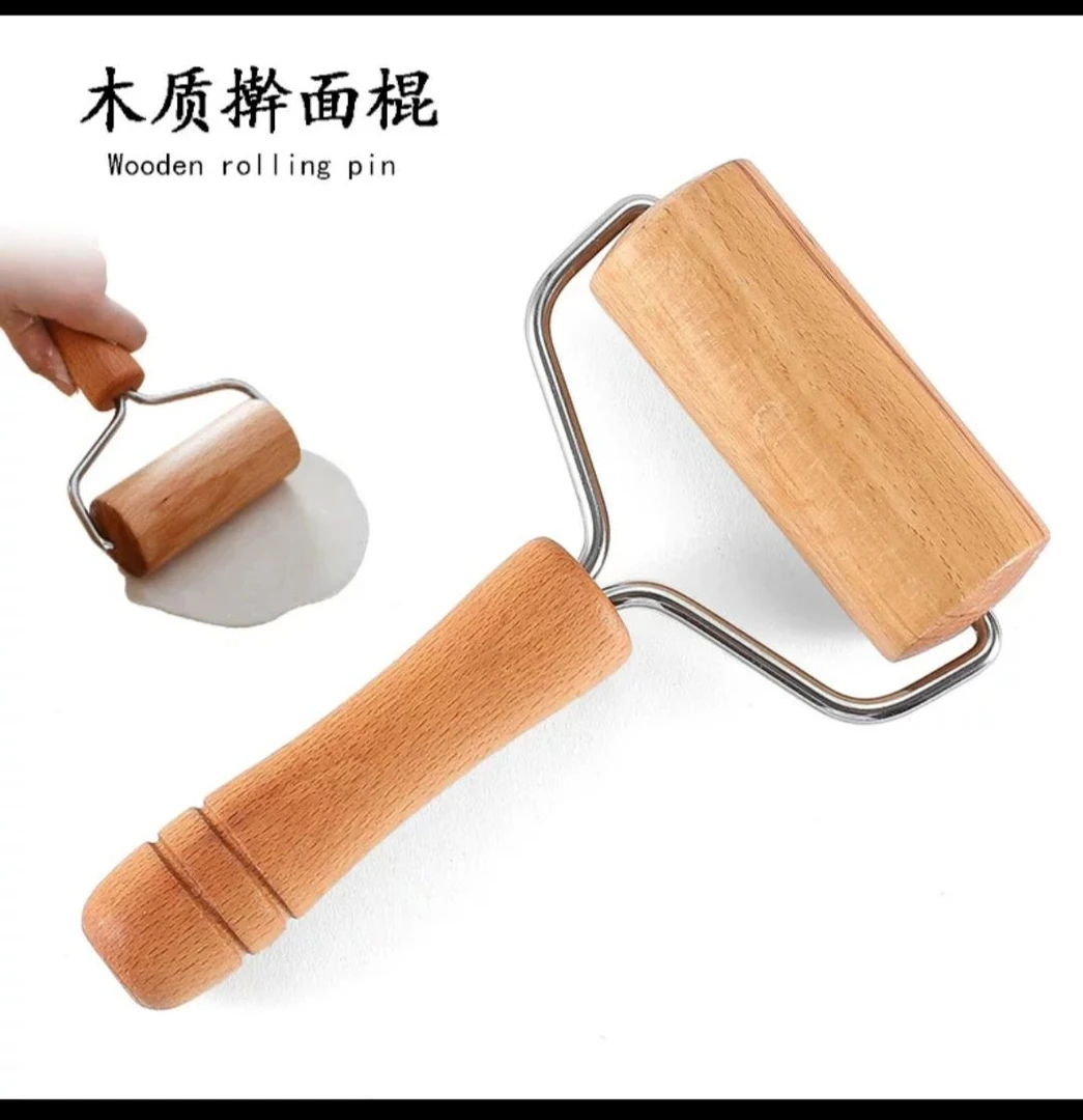 单面木质擀面杖 烘焙工具 实木滚轮 饺子皮面粉棍 压面杆 擀面棍