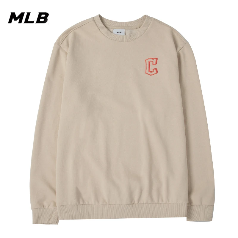 MLB儿童浅米色圆领卫衣春季新款运动休闲宽松长袖套头衫7AMTB0134