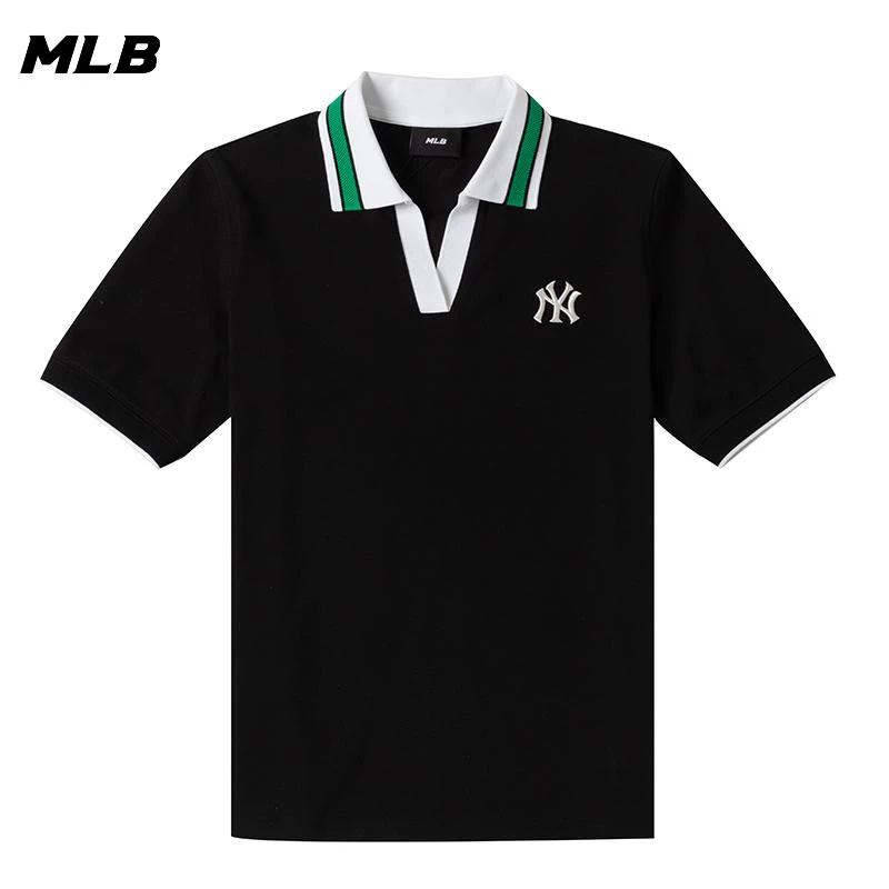 MLB短袖女款2024夏新款经典休闲上衣撞色polo衫运动T恤 3FPQB0343