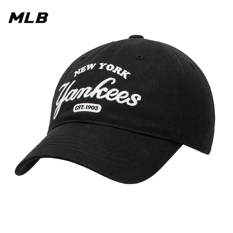 MLB官网鸭舌帽男女帽新款运动帽户外刺绣帽子黑色遮阳帽3ACPL033N