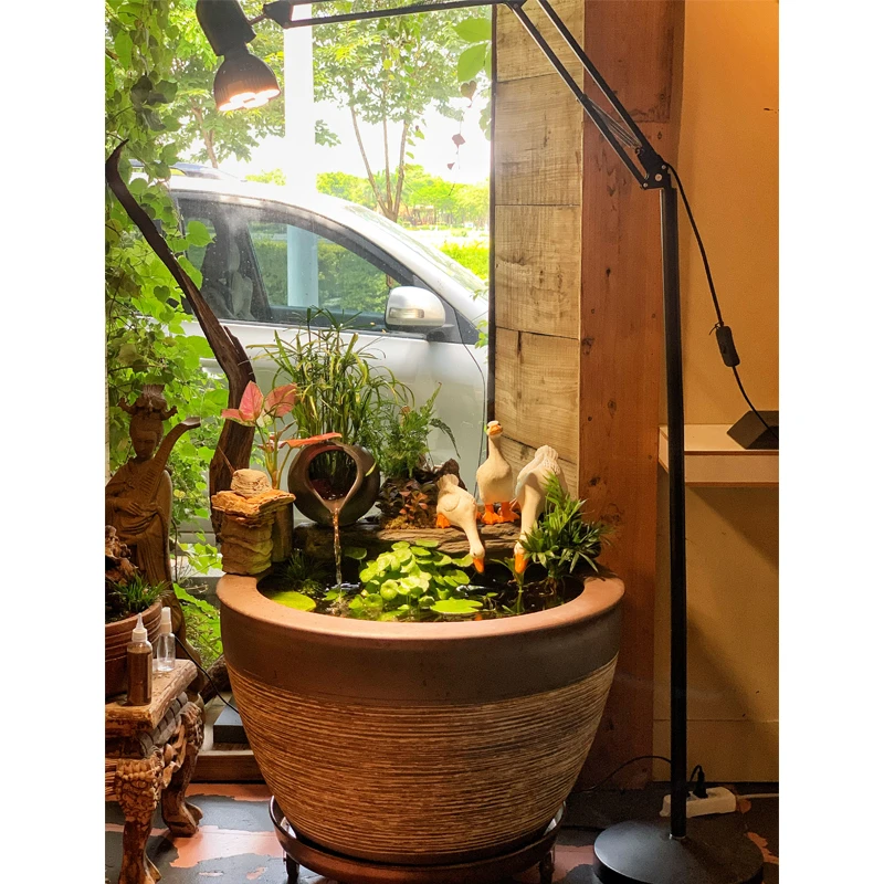 古法养鱼全套造景套餐+陶瓷鱼缸蝶翼斑马锦鲤造景大鱼缸办公室缸