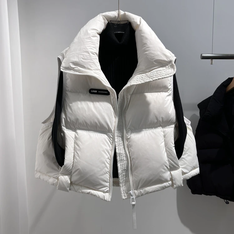国标马甲白鸭绒立领坎肩女2025秋冬新加厚短款宽松背心外套