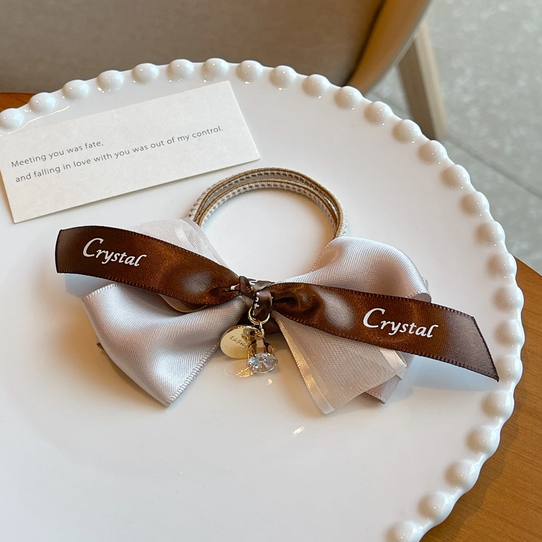 6557复古奶茶色多层蝴蝶结发圈