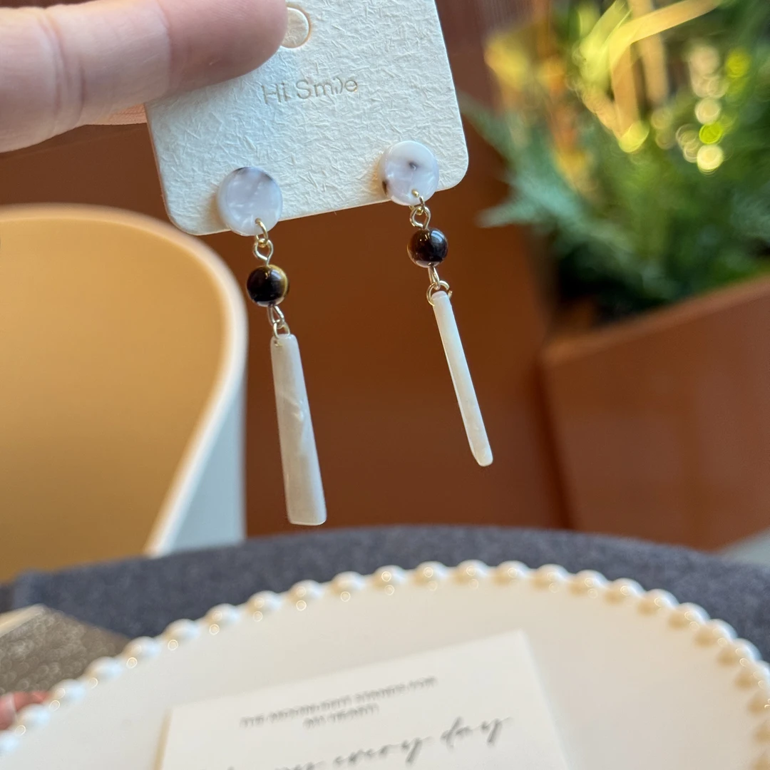 铜合金石英石耳饰 7112虎眼醋酸复古耳钉