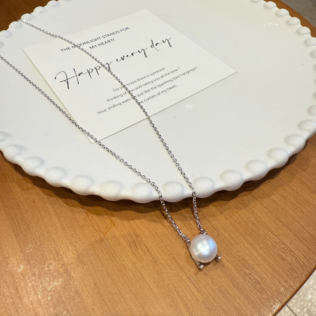 7100淡水珍珠银项链