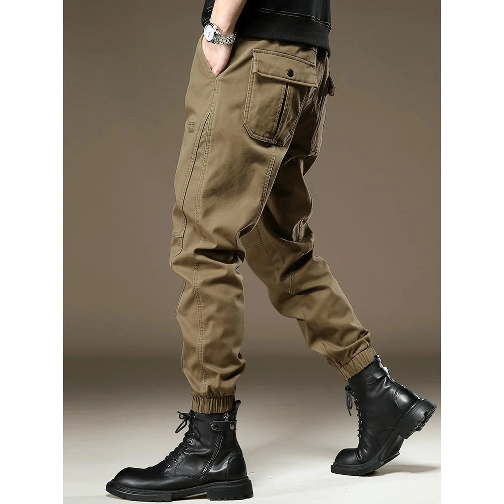 欧货重磅美式工装裤男士高档裤子宽松户外束脚哈伦裤运动休闲裤男