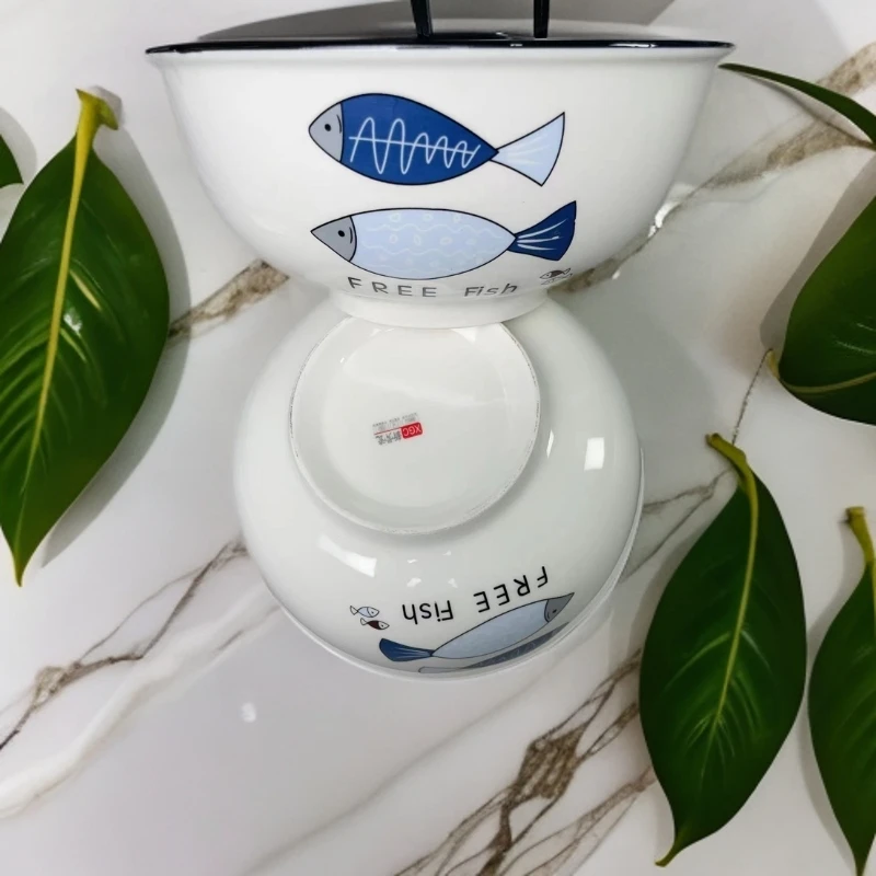 2个黑边富贵鱼汤碗