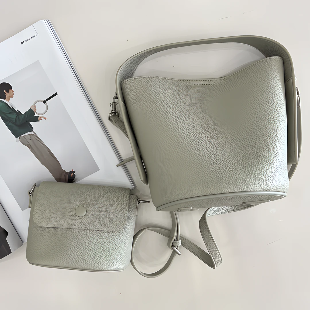 [吉吉女包]秋冬款牛皮荔枝纹女士水桶冬季搭大衣斜挎包#2226