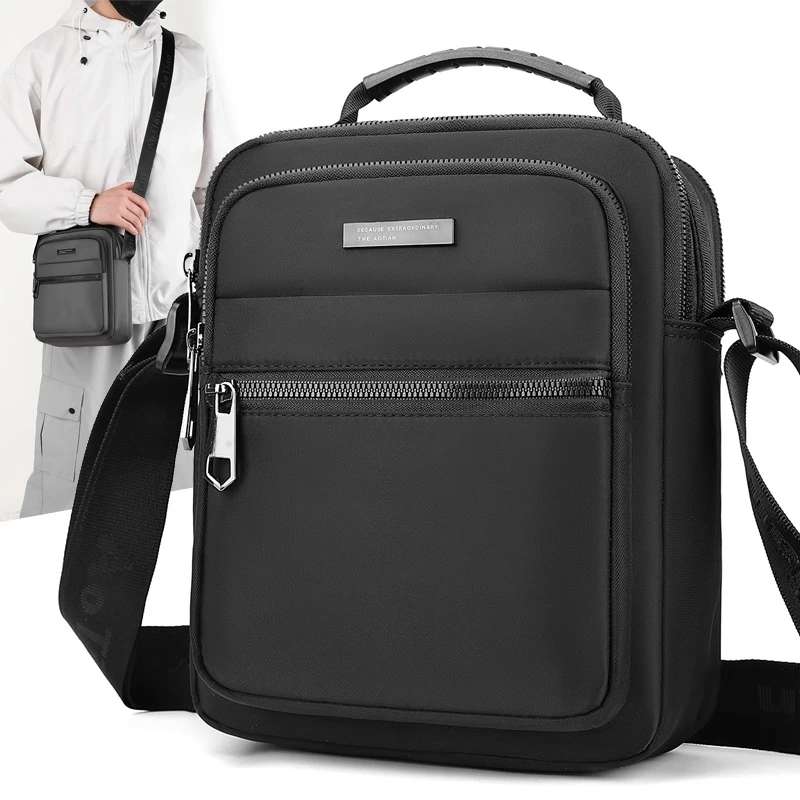 奥天新款简约时尚休闲包男包单肩斜挎包包手提包百搭防水斜跨包女