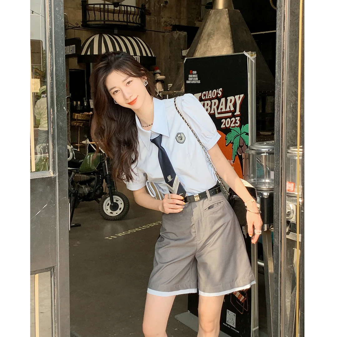 【果果专属】短袖显瘦气质小个子高腰夏季小众宽松套装