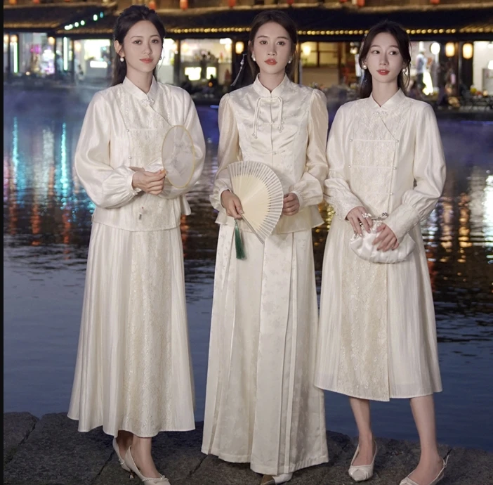 【果果家】秋长袖新中式国风时尚拼接立领连衣裙女