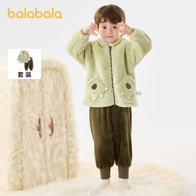 巴拉巴拉儿童睡衣套装冬季加厚保暖家居服男女童潮208423171211