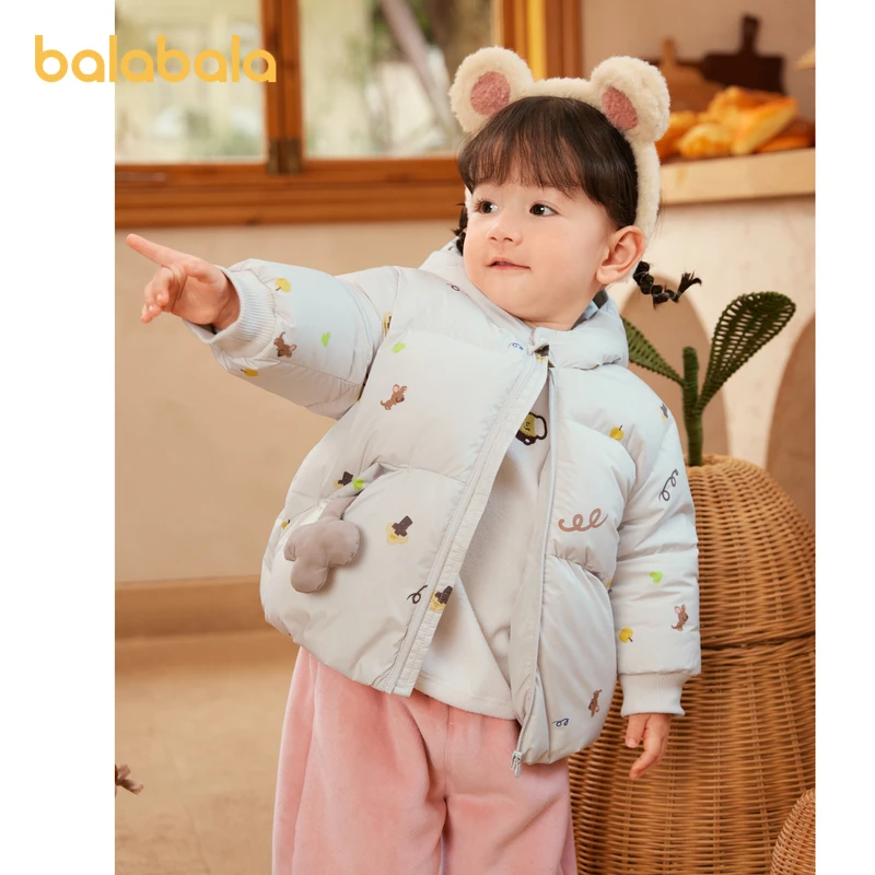 巴拉巴拉婴儿鹅绒羽绒服男童冬装女童短款外套幼童羽绒服连帽