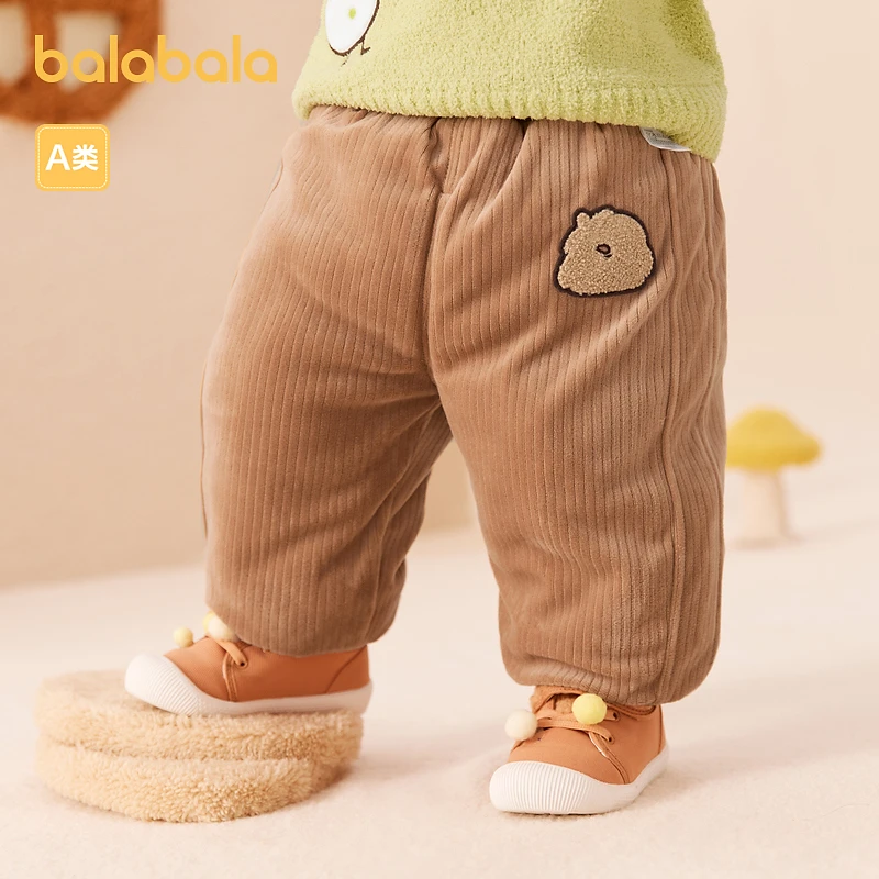 巴拉巴拉儿童裤子男童秋冬女童长裤天鹅绒加厚保暖萌208423108212