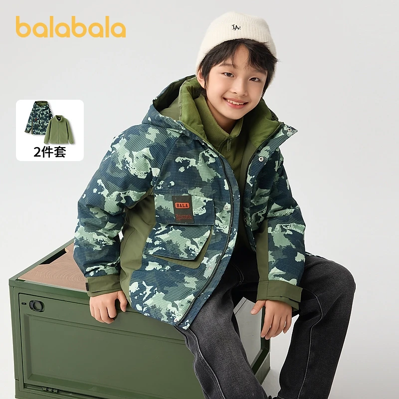 巴拉巴拉童装儿童棉衣男童外套秋冬季中大童两件套棉服时尚保暖潮