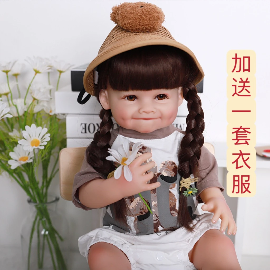 【霏霏家】笑笑55cm左右3D高彩青筋全胶水洗微笑重生娃娃创意礼物