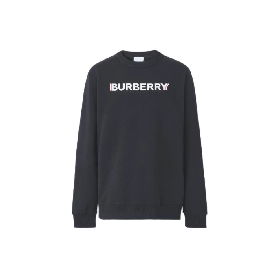 全新未使用 BURBERRY/博柏利 黑色白色字母印花logo休闲圆领卫衣