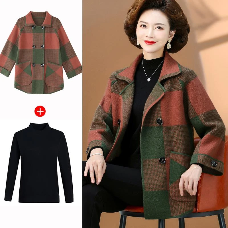 圣灵羊秋冬妈妈装秋装洋气时尚中年50-60岁中老年人女春秋气质格