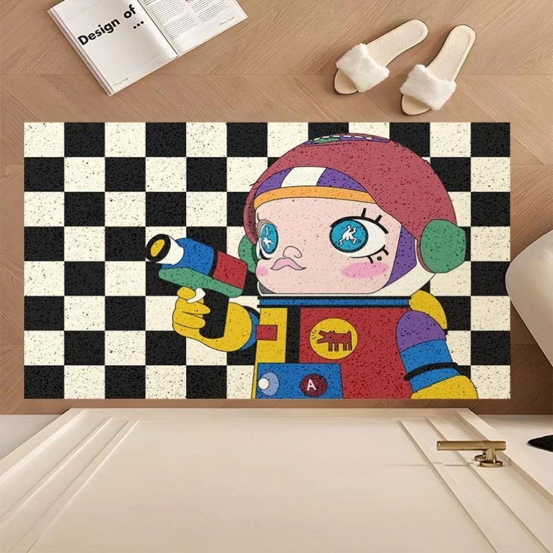 入户门地垫泡泡玛特卡通门口地毯可裁剪丝圈门垫进门耐磨防滑脚垫