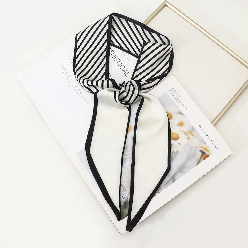 加长发带飘带条纹长条丝巾女士绑包丝带夏季新款韩版小领巾