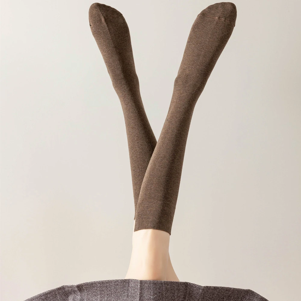 小腿袜女秋冬防滑高筒袜日系jk纯色微压显瘦及膝袜高弹长袜潮
