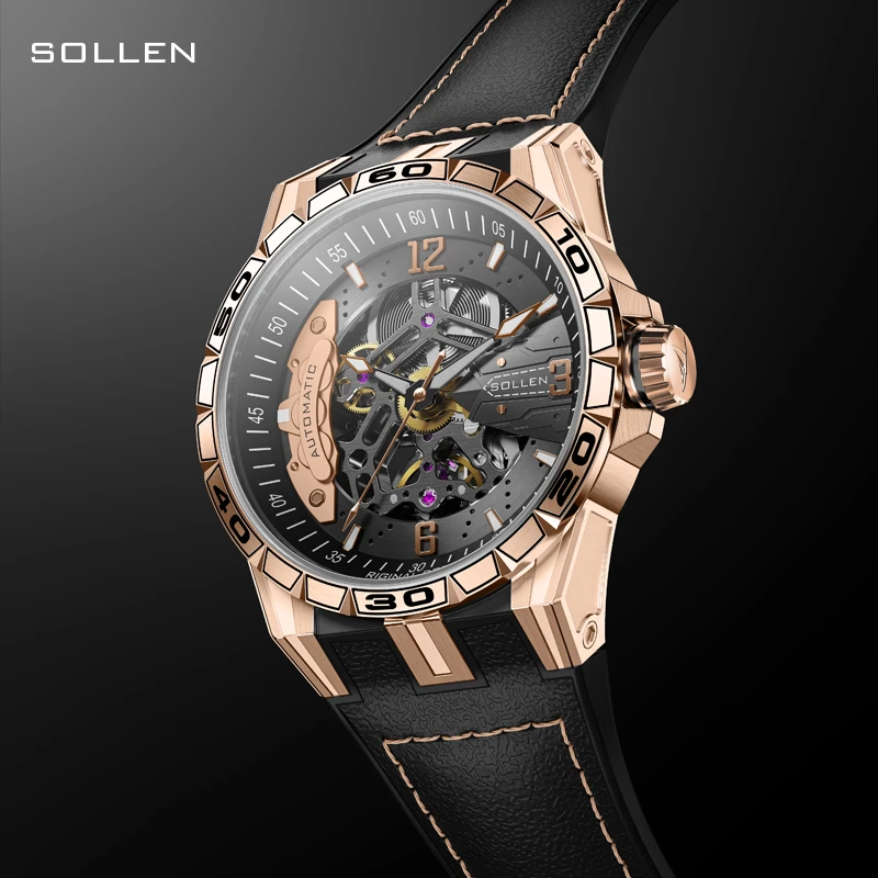 【超跑系列】梭伦轻奢超跑卡钳轮毂设计朋克男士机械表-357-sy1