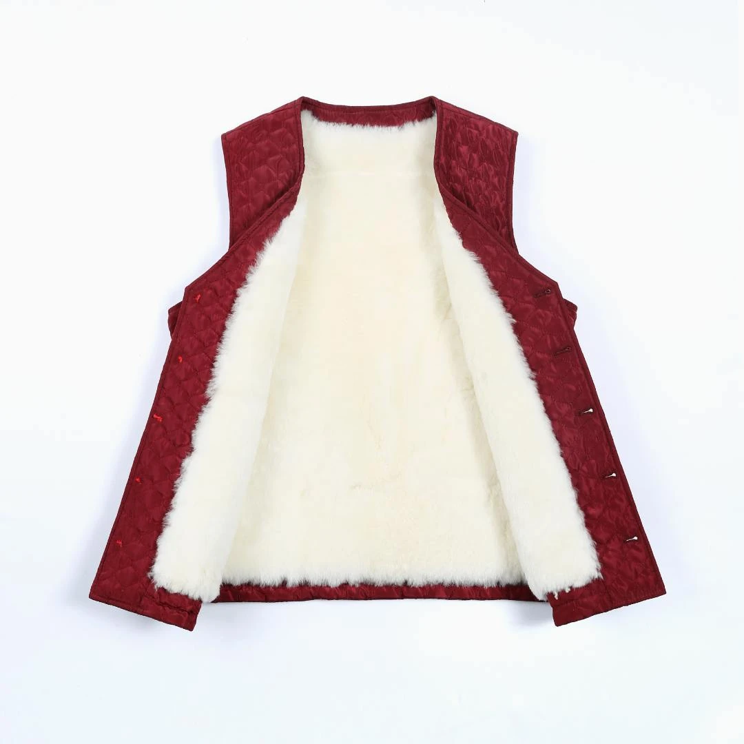 羊皮毛一体马甲中老年冬季保暖加厚必备保暖爸爸妈妈装羊皮马甲