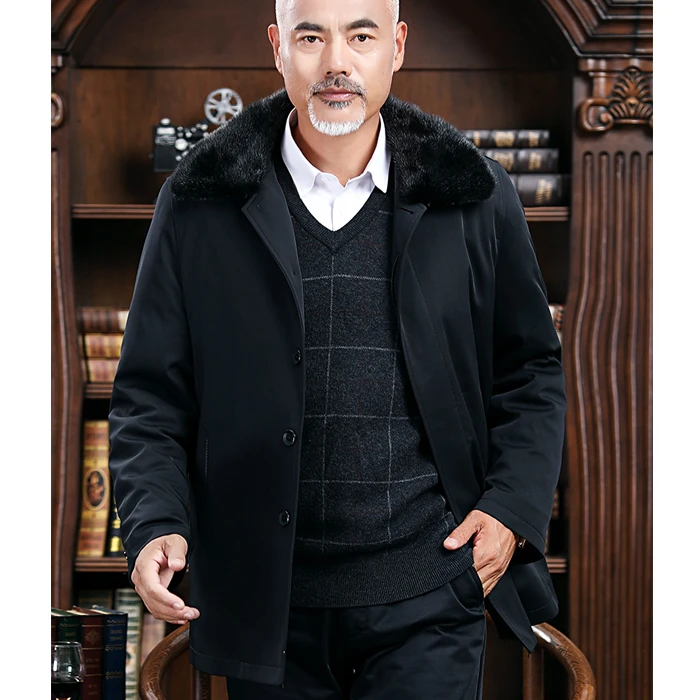 派客服中男士上装棉衣保暖舒适抗寒保暖男士冬季休闲中长款加厚款