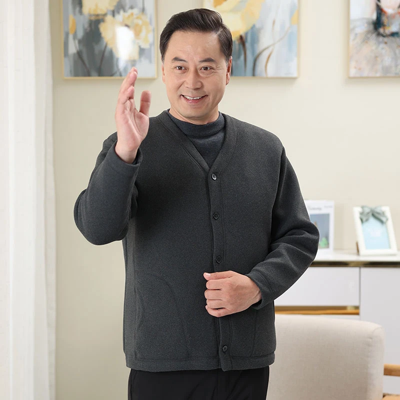 秋冬季中老年爸爸装上装棉袄 加厚羊皮毛一体 羊皮毛棉衣男装大码