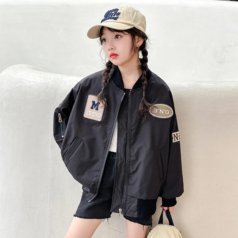 女童韩版夹克短款春秋儿童装洋气春季棒球服中大童女孩外套炸街潮