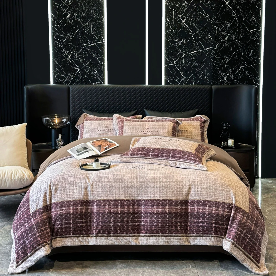 【洛可可】新款定位板数码印花羊呢绒加厚保暖被套冬季四件套