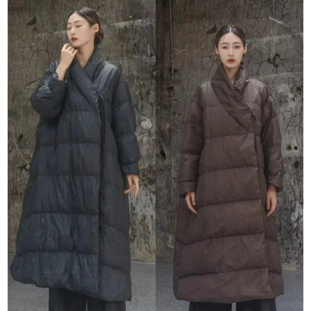 【 高大尚 &莉姐轻奢高定】秋冬时尚加厚保暖过膝复古女汉麻羽绒服