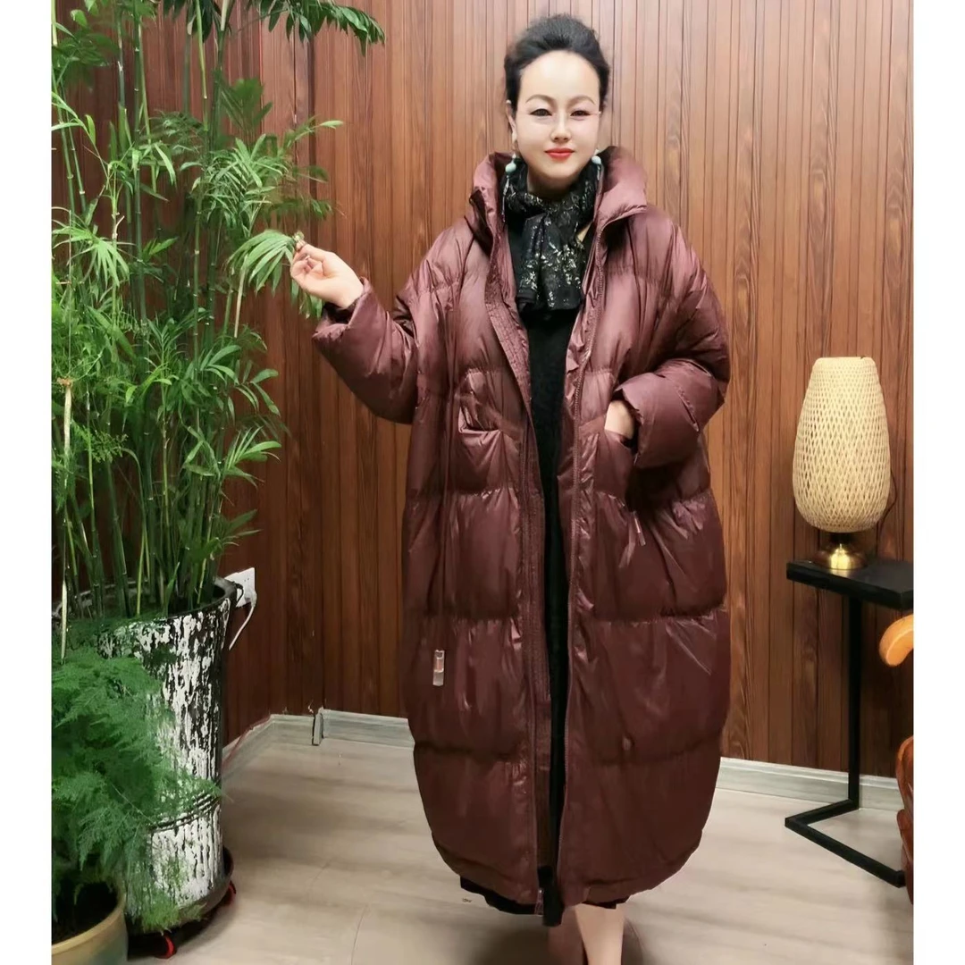 【 高大尚 &莉姐轻奢高定】时尚百搭宽松大码显瘦纯色中长款羽绒服