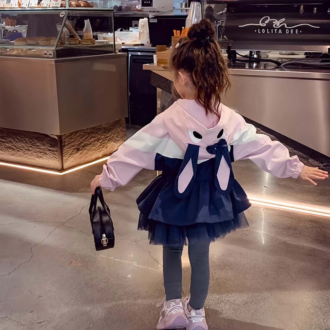 女童秋季外套2025新款中大童儿童秋装冲锋衣女孩春秋款时髦连帽衣