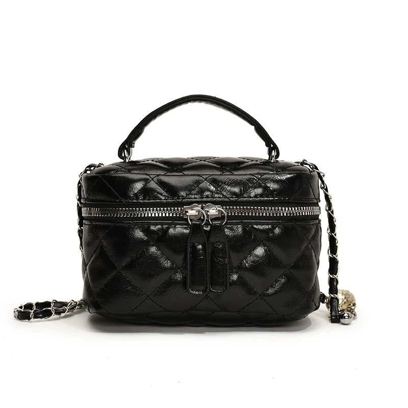 高级感迷你菱格纹链条小包包女2024新款潮时尚小众单肩斜挎包