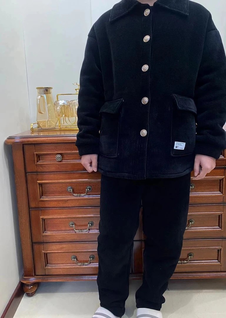 男士华夫格加厚套装