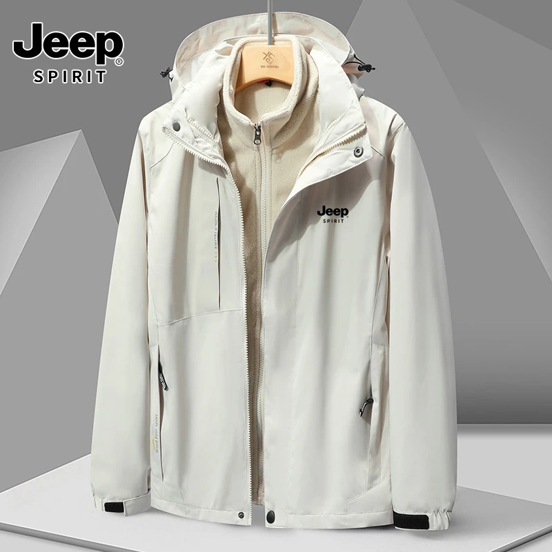 JEEP/吉普A-20三合一可拆外套夹克加绒男女户外登山保暖防寒棉服