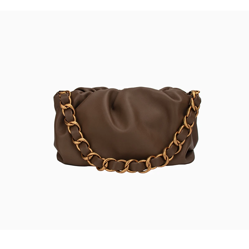 百搭手提斜跨时尚云朵包羊皮柔软通勤真皮女包