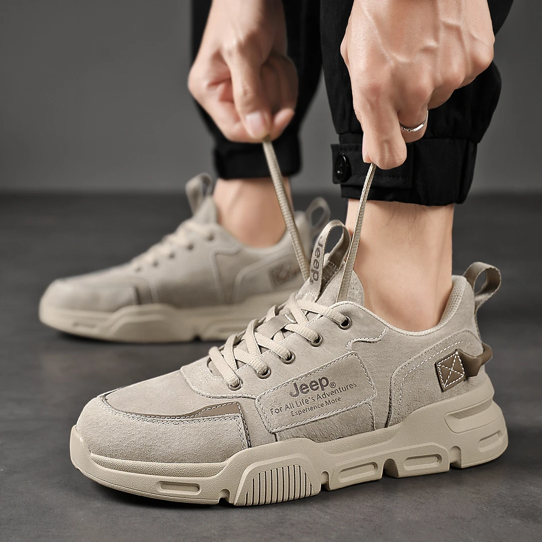JEEP/吉普2024新款运动休闲男鞋耐磨简约时尚潮流百搭增高老爹鞋