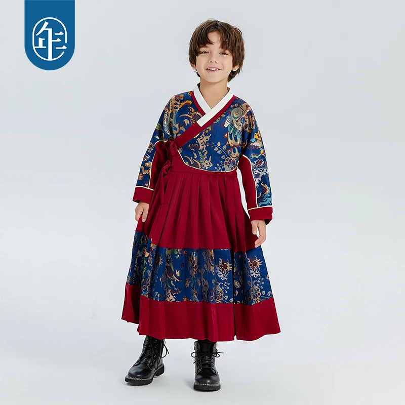 龙行花开年衣春秋新款明制飞鱼服男童汉服唐装古装武侠风演出服