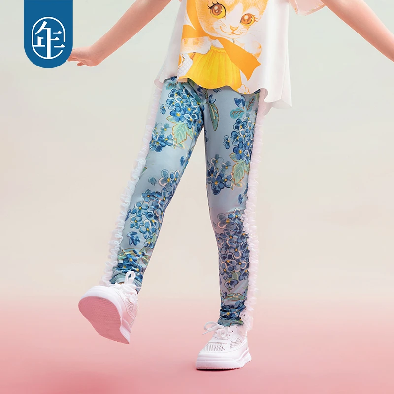 【诗画江南打底裤】女童裤子夏季新款女孩瑜伽裤运动裤凉感长裤G