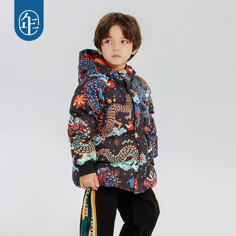 【龙龙派对棉服】年衣童装棉服儿童连帽中长款印花保暖冬季加厚