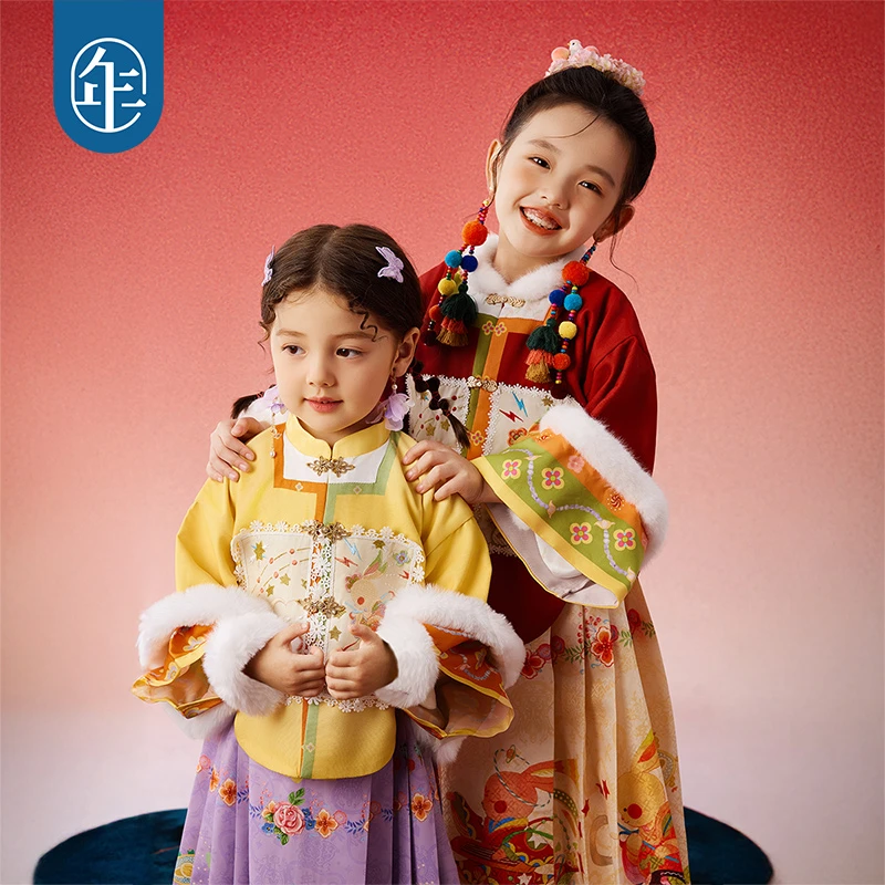【年富衣年】年衣女童套装2024新款冬新款加厚新中式唐装拜年服加绒