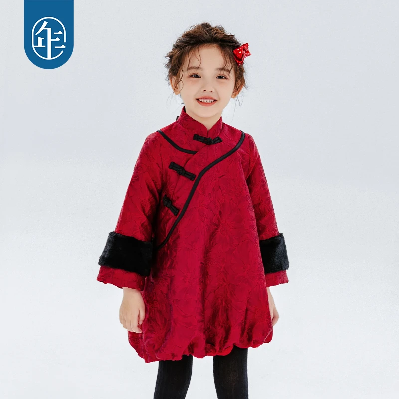 【人间富贵花】年衣童装女童拜年服2023冬季新儿童中国风加厚外套D